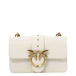 pinko white leather love one classic crossbody bag